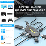 Verilux USB Hub 7 Port for Laptops with High Speed Data Transfer and LED Ambient Light