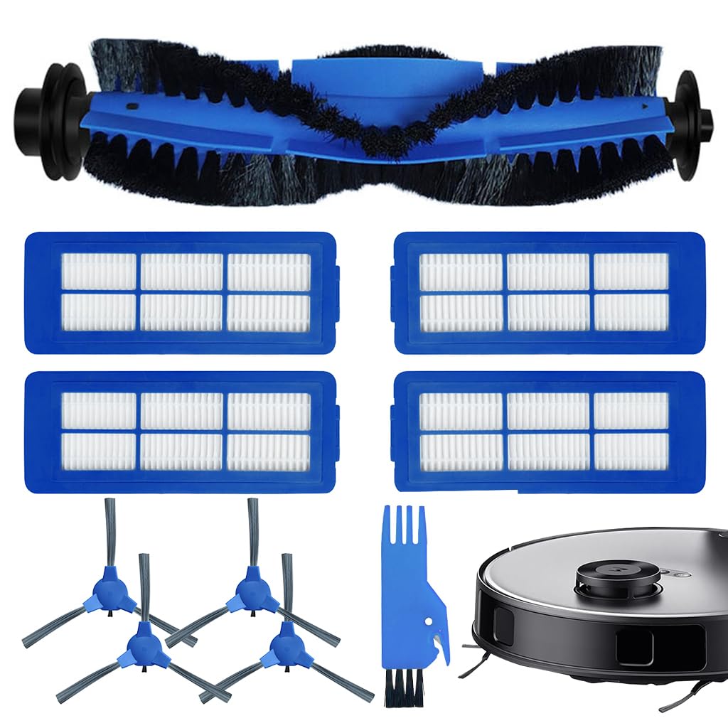 Verilux® Replacement Accessories for Eufy RoboVac, Includes 4Pcs Unibody Filters, 4 Side Brushes, 1 Rolling Brush and 1 Cleaning Brush, Compatible with 11S Max, 15C Max, 30C Max, G20, G30, G30 Edge