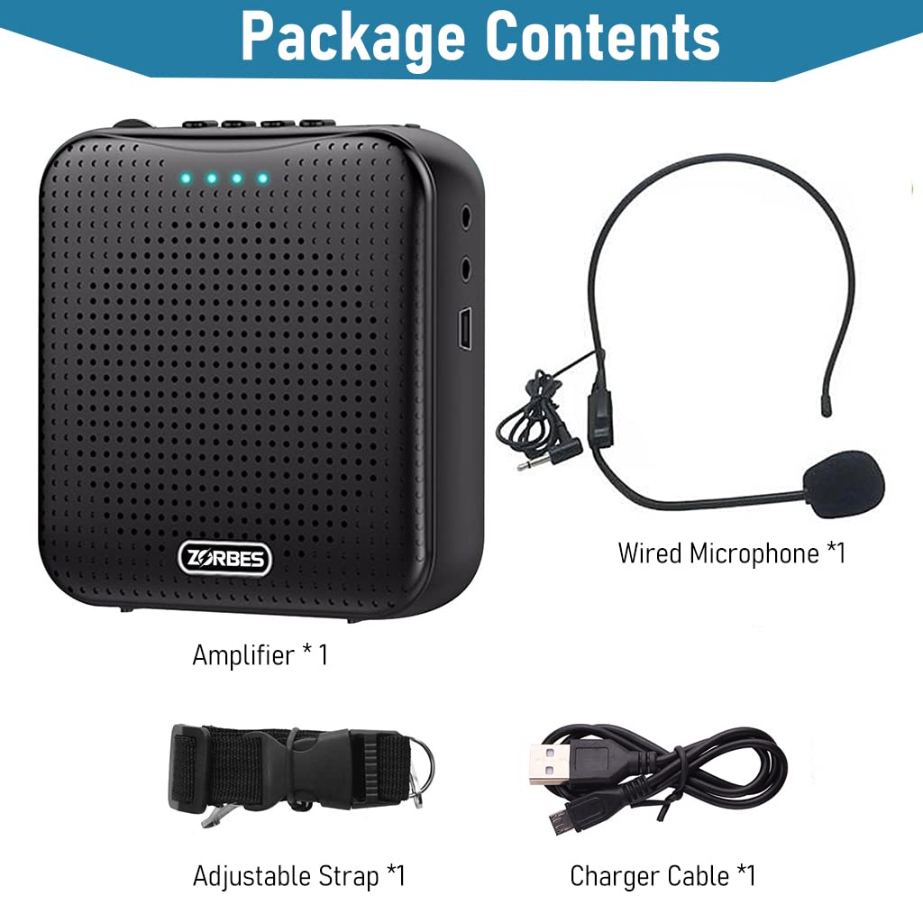 ZORBES® 5W Voice Amplifier Wired Headset, 2 in 1 Voice Amplifier Bluetooth Speaker Support U Disk, TF Card, 2200mAh Voice Amplifier for Teacher, Tour Guide