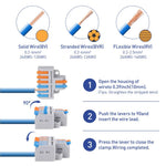 Serplex® 10Pcs Lever-Nut Wire Connectors, 2 in to 6 Out Quick Wiring Cable Connector for AWG 28-12, Compact Electrical Connectors, Versatile Quick Wiring for Hard/Flexible Wire, Flame Retardant