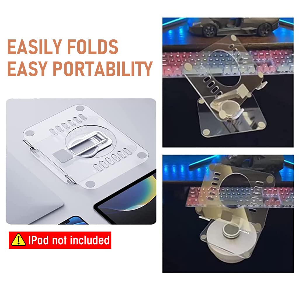 Verilux Desktop Tablet Stand Riser 360¡ã Rotatable Tablet Stand Acrylic Transparent Tablet Riser Rack, Foldable Tablet Stand Holder Universal Stand Rack for Tablet, iPad, Phone, Kindle