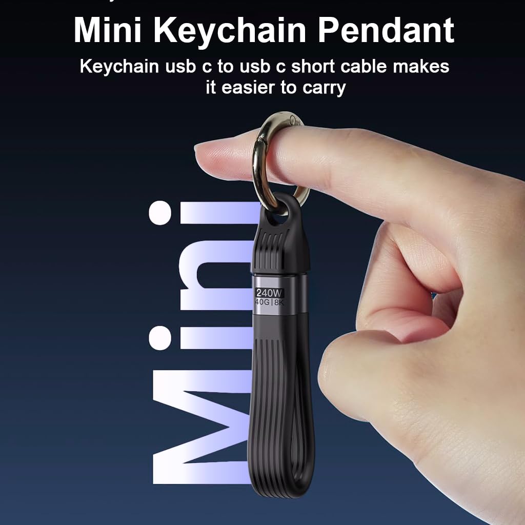 Verilux Type C Cable for Fast Charging with 240W PD Support and Clasp Organizer | 8K Video Output