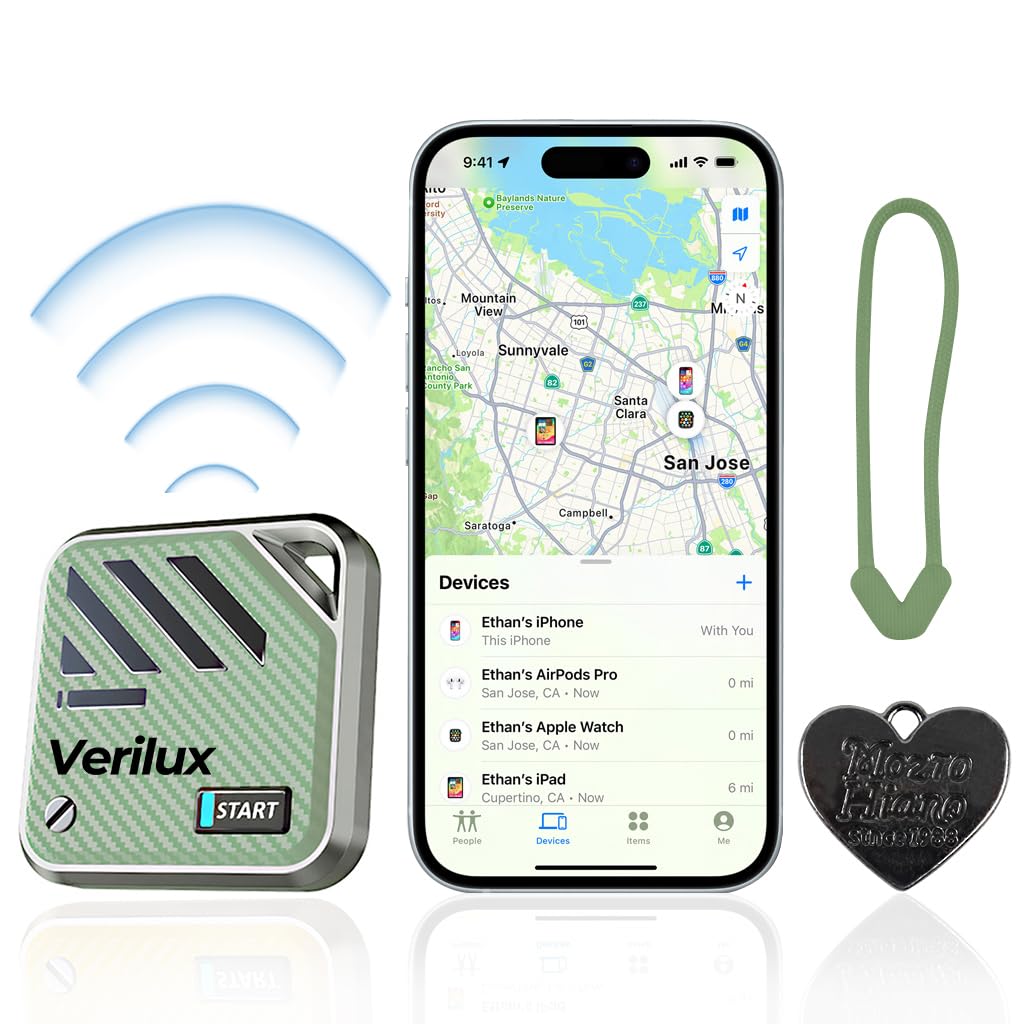Verilux Item Finder for iPhone featuring Bluetooth Precision Tracking and IPX4 Waterproof Design | Battery Operated