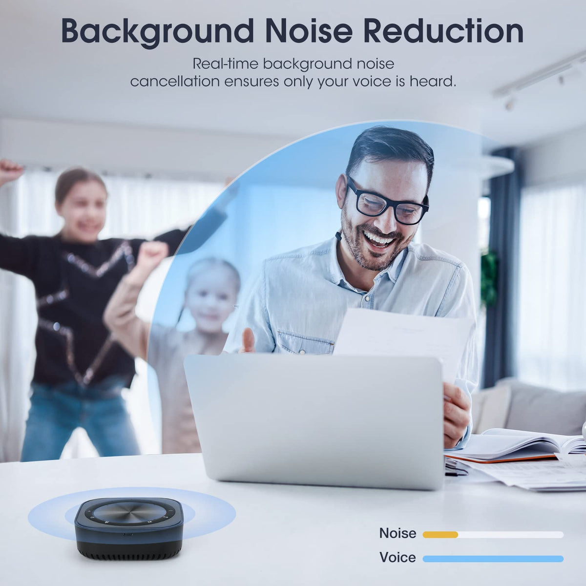 Verilux Omnidirectional Conference Speaker for Home Office with Built in 4 Mic Voice Pickup and Noise Reduction