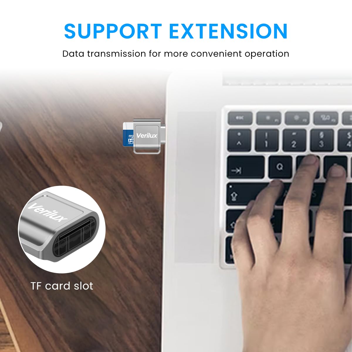 Verilux® TF Card Reader Type C Micro SD Card Reader Travel TF Card Reader with Keychain USB C to Micro SD OTG Memory Reader, Compatible with Phone with OTG Function, Plug and Play TF Card Reader