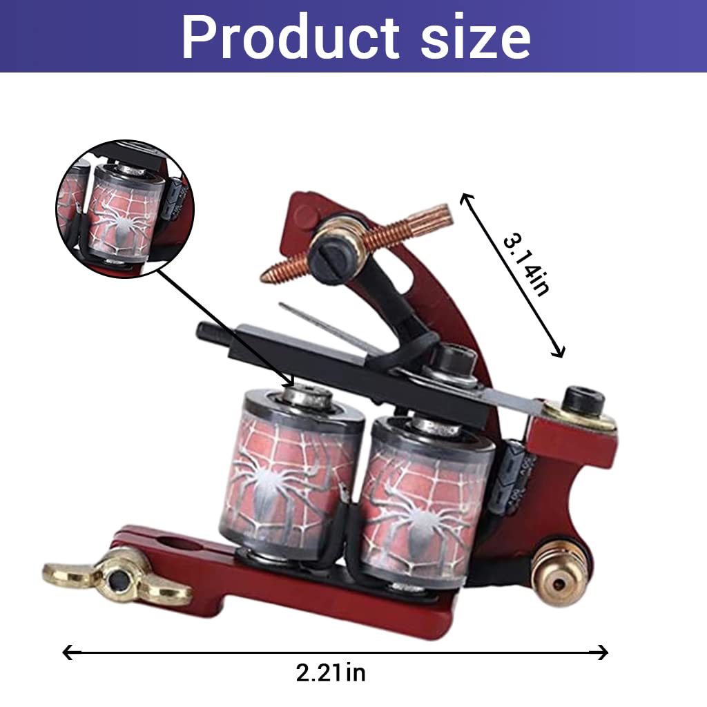 Verilux Complete Tattoo Kit with 2 Tattoo Machines Power Supply and Foot Pedal | Red Three Pin US Plug