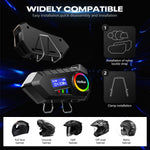 Verilux Bluetooth Helmet Headset for Motorcycles and Outdoor Sports featuring Noise Reduction Mic & LCD Display | IP65 Waterproof with 10 m Range