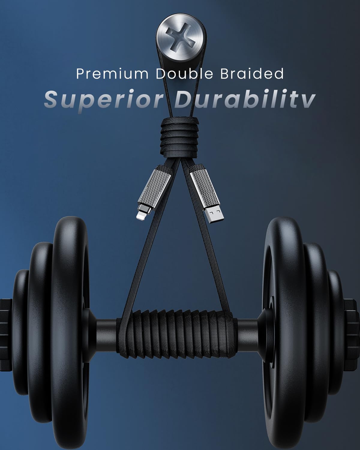 Verilux Type C to Type C Cable for Travel with Magnetic Head Design, 3.3 ft Nylon Braid | 4 in 1 Fast Charging and Data Sync