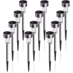 Verilux 12 Pack Solar Garden Lights Outdoor with Double IP65 Waterproof LED Solar Path Lights for Landscape, Patio, Yard, Sensing?Auto On/Off Stainless Steel, White