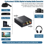 Verilux Digital to Analog Audio Converter 192KHz DAC with Toslink Optical and RCA Output | Ideal for PS3 PS4 Apple TV and Home Cinema