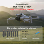 ZORBES® Dji Mini 4 Pro Propeller 8Pcs Dji Mini 4 Propeller Blades Replacement For Dji Mini 4 Pro, Ultral Lightweight Silent Flight Propeller Set With Screwdriver&Screws Pack, No Dji Mini 4 Pro,Black