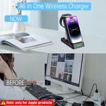 ZORBES® Charging Station for iPhone, for Airpods, for iwatch, 3-in-1 Charger Station with Power Adapter, Fast Wireless Charger Stand for 14/13/12/11/iPhone X/SE Series, Airpods, AirPods Pro, iwatch