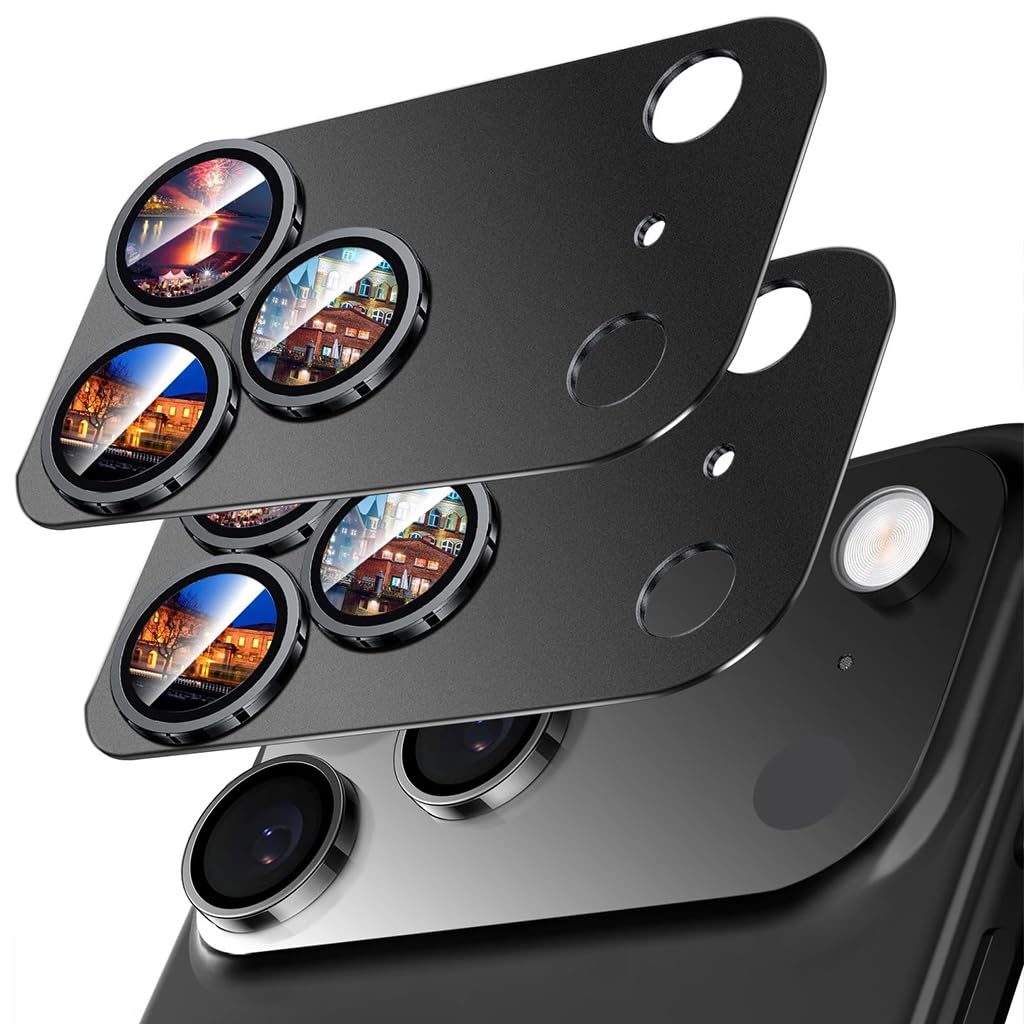 ZORBES® 2 Pack Camera Lens Protector for iPhone 17 Pro Max Accessories, Metal Aluminum Alloy Tempered Glass Camera Protector, Military Grade Shatterproof and Scratch-Resistant Lens Protector