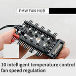 Verilux Chassis Fan Hub CPU Cooling Fan Hub 10 Port 12 V SATA to Fan Adapter with 4 Pin PWM Controller Dedicated Supply from PSU to Link Multiple Points for ATX Computer Case 4-Pin 3-Pin Cooling Fans