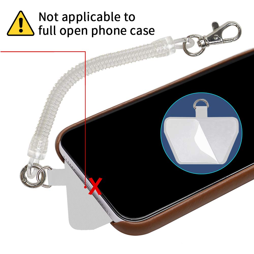 ZORBES® Phone Handstrap Phone Spring Hand Strap Set Quick Release Phone Handstrap Anti-Theft Retractable Phone Sling with 2 Self-Adhesive Inserts & Carabiner, Not Includes Phone Case, White