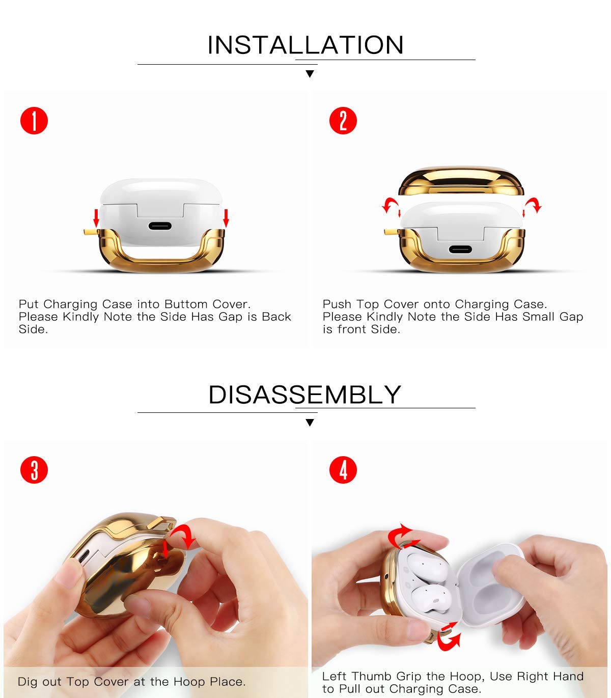 ZORBES® Fashion Design Protective Cover for Samsung Galaxy Buds Pro(2021),Galaxy Buds 2,Galaxy Buds Live,Shockproof Cover for Creative Design Key Ring (Without Earphone, Seperate Pieces Design)