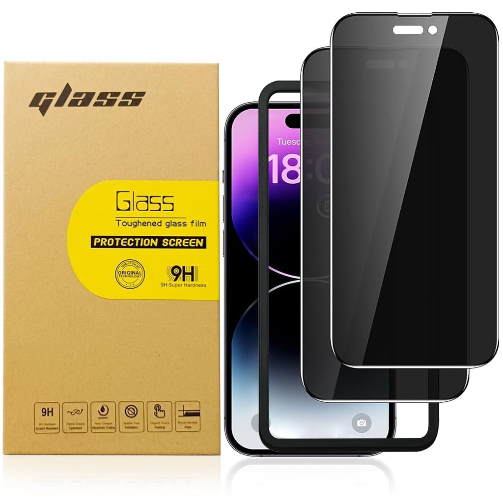 ZORBES® 2 Packs Edge to Edge Privacy Screen Protector for iPhone 14 Pro Max 6.7'' HD Tempered Glass Screen Protector Anti-glare Screen Protector for iPhone 14 Pro Max