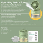 ZORBES® 2 IN 1 USB Portable Fan with Humidifier USB Desktop Fan Foldable Office Personal Fan, 3 Speeds Adjustable Cool Mist Fan Quiet Cool Mist USB Desktop Fan for Home, Car, Office