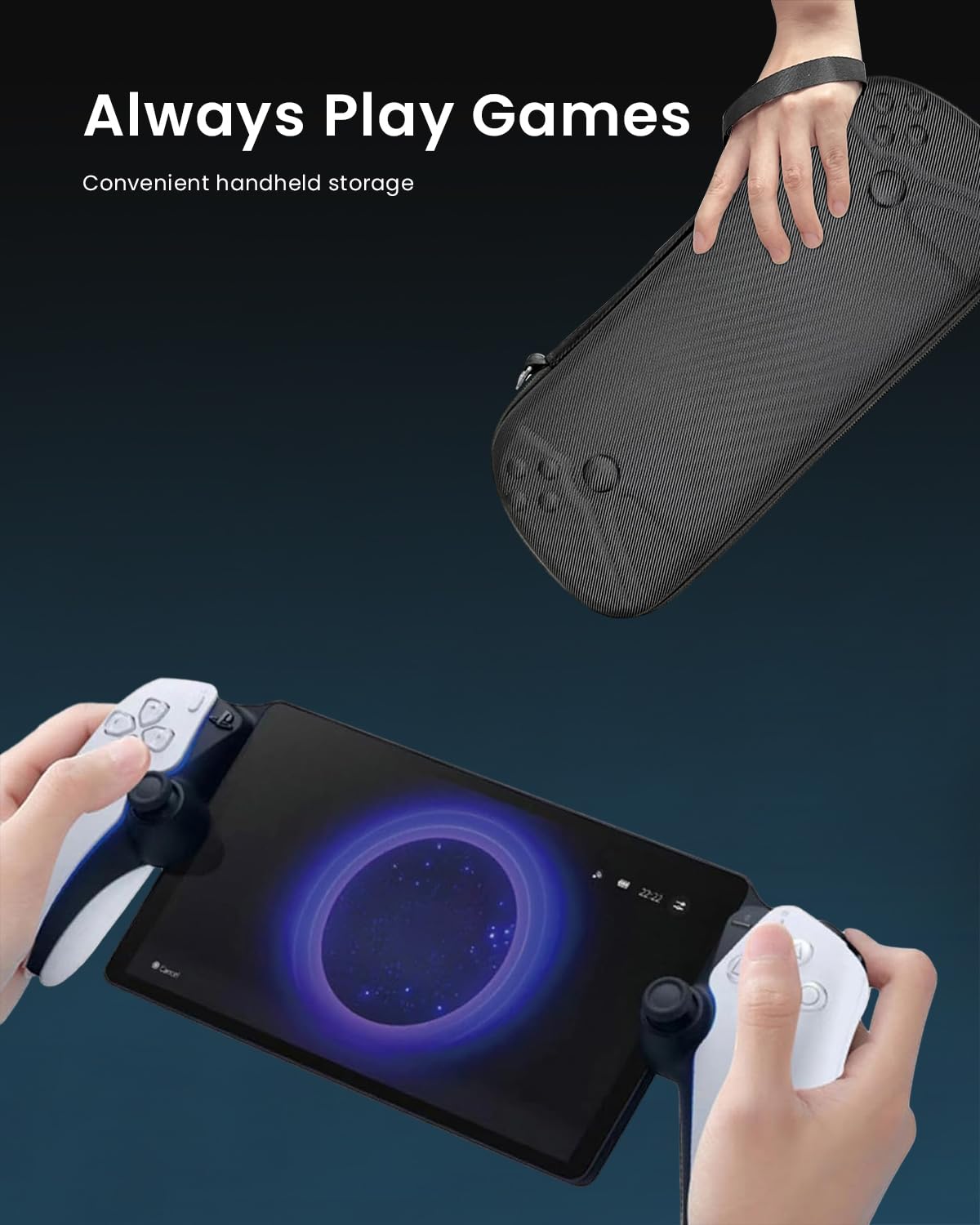 ZORBES® Carrying Case for Sony PlayStation Portal Handheld Gaming Console, Hard Case with Mesh Zipper Pouch Playstation Portal Organizer Bag with Handle Playstation Portal Game Console Accessories Bag