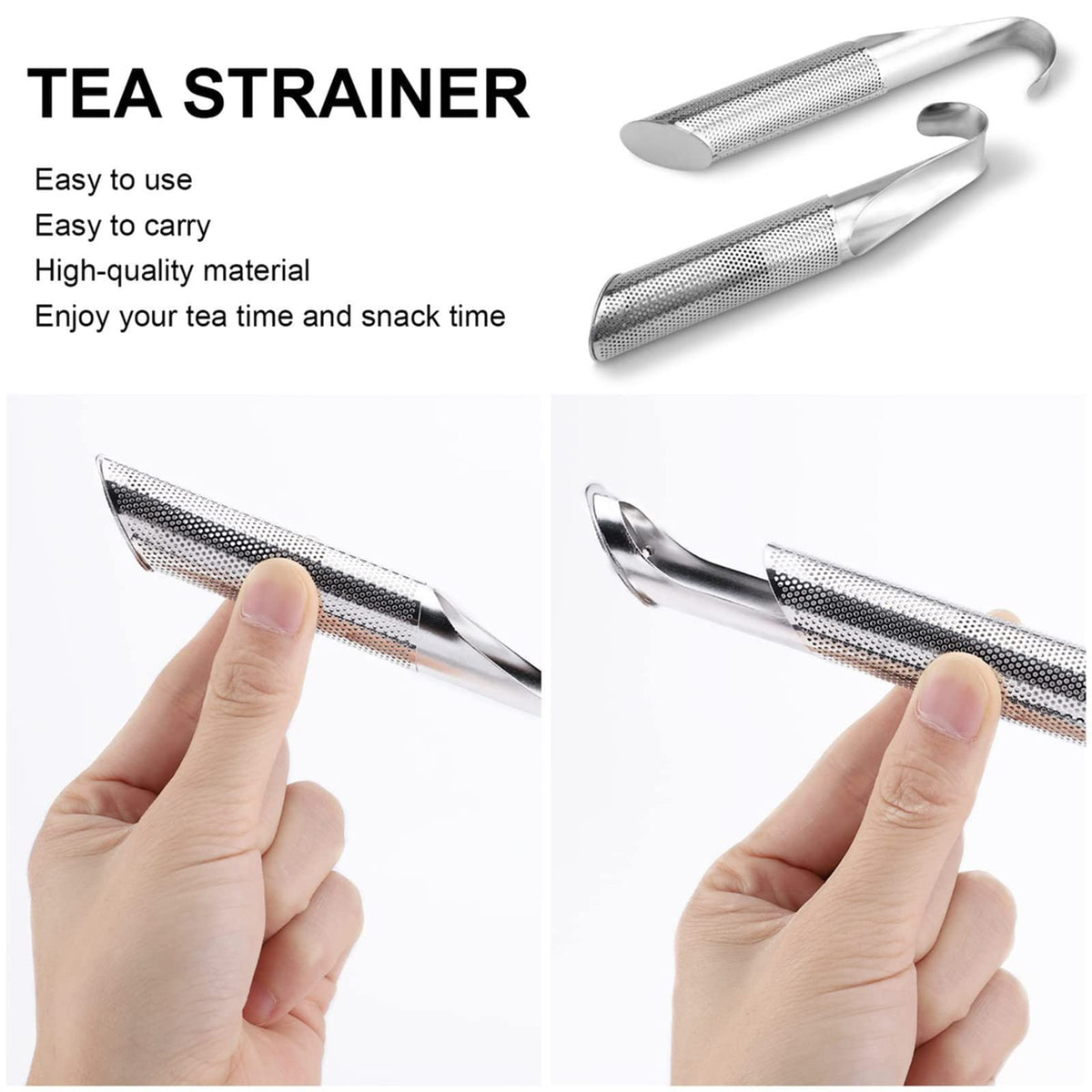 Zeitel® 2PCS Tea Infuser 304 Stainless Steel Tea Infuser Tea Strainer with Hook Tea Filter for Loose Tea, Chamomile, Green Tea Loose Leaves Fine Mesh Strainer for Teapots, Cups, Mugs