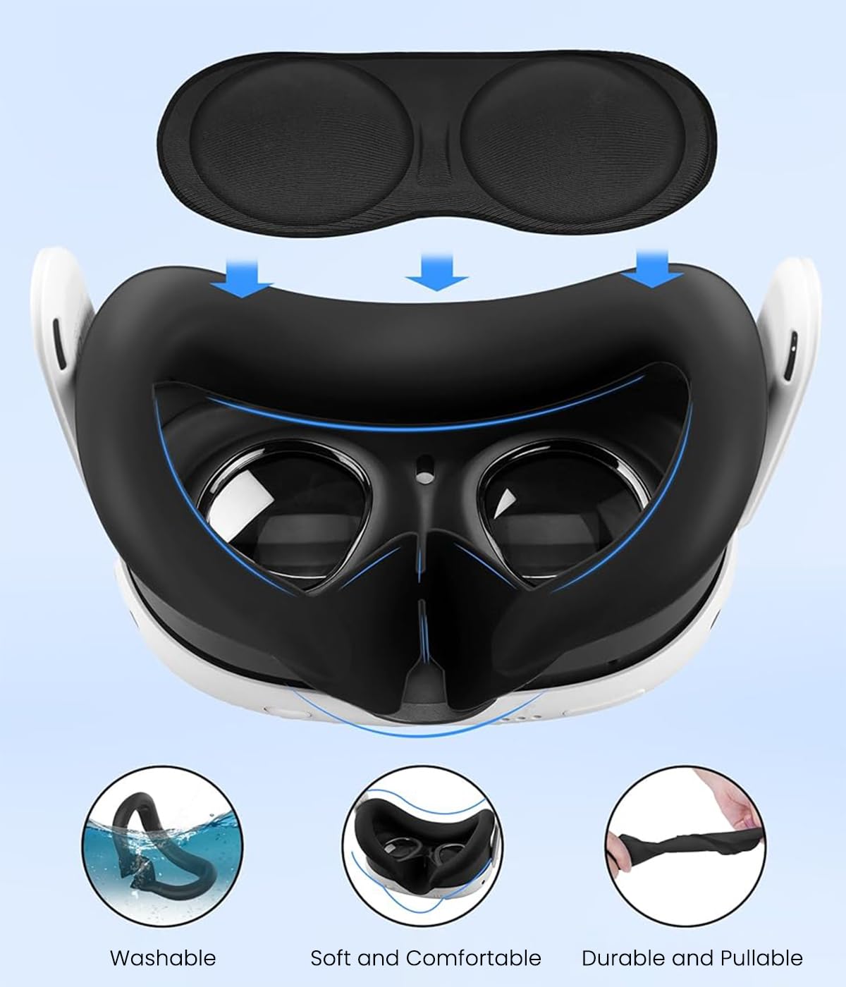 Verilux Silicone Cover Set for Oculus Quest 3 with 7 pcs full VR protection | includes controller grips and breathable face cover