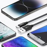 Verilux® 10ft USB C Charging Cable Data Cable USB A to Type C Cable Travel USB to Type C Cable Data Cable Long Braided Nylon Type C Cable for Phone, Tablet