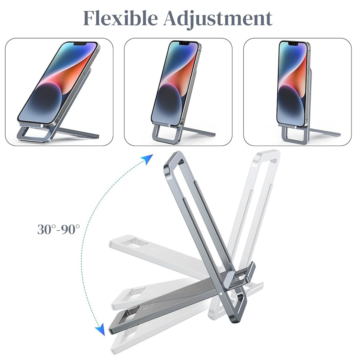 ZORBES® Cell Phone Stand, Folding Aluminum Mobile Phone Holder Bracket for Desk Portable Travel Holder Office Desk Accessories Compatible with iPhone/Samsung S22 S21 A53
