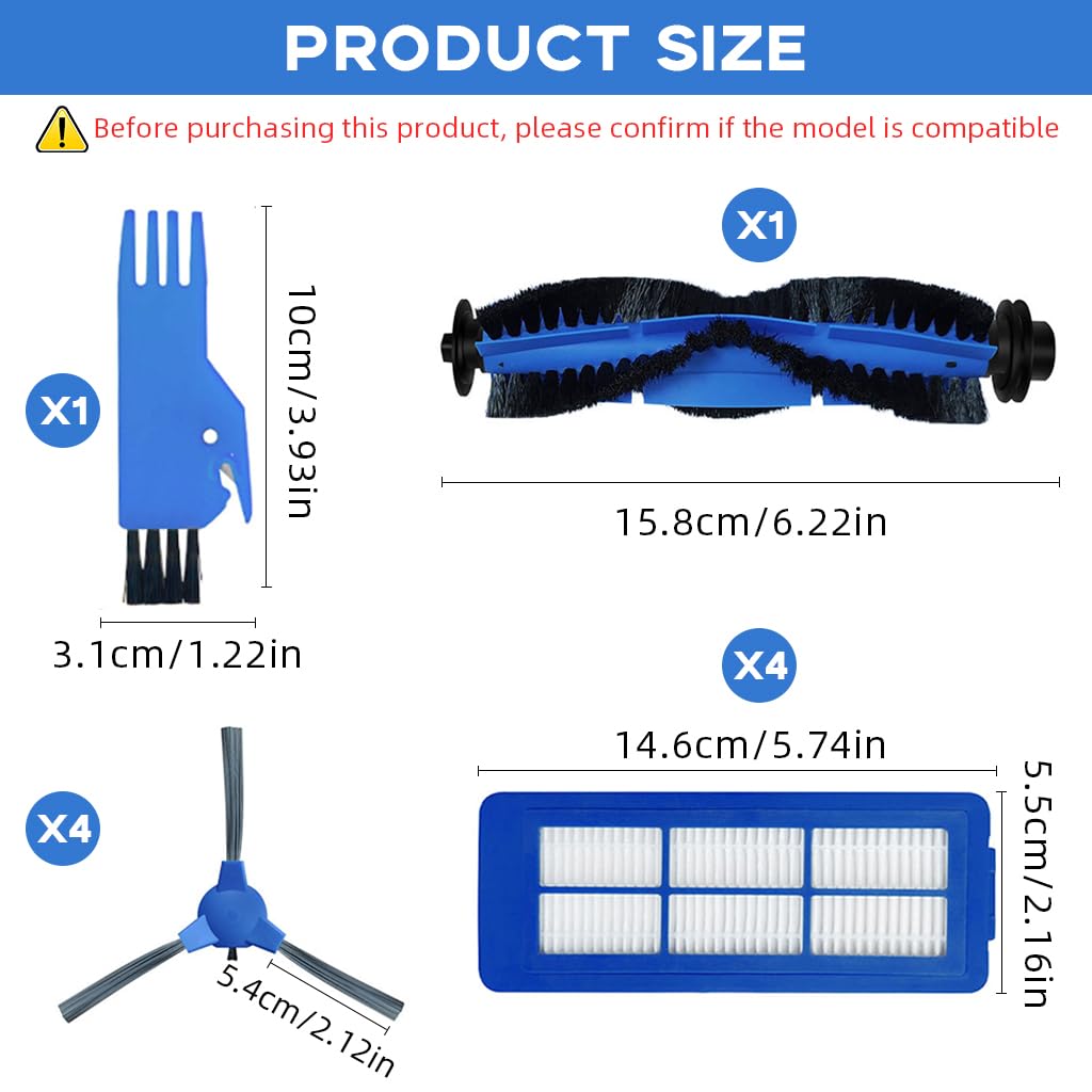 Verilux Replacement Accessories for Eufy RoboVac with 4 Filters 4 Side Brushes and Roller Brush