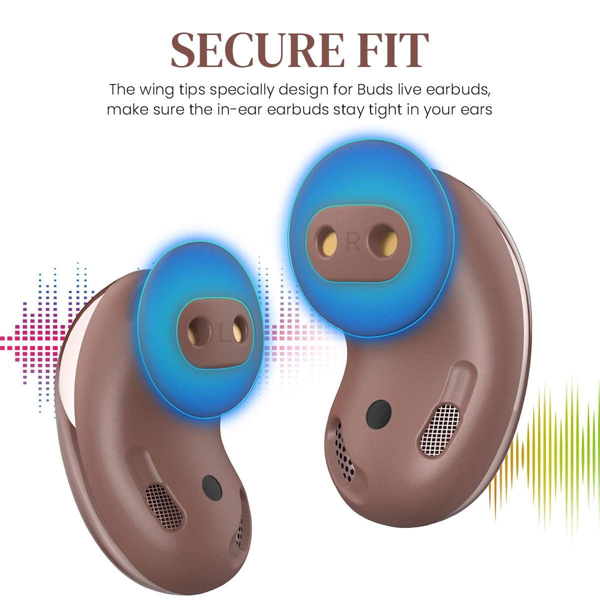 Verilux Earbuds Tips for Galaxy Buds Live with Non Slip Design and 6 Pairs Silicone Fit | Brown