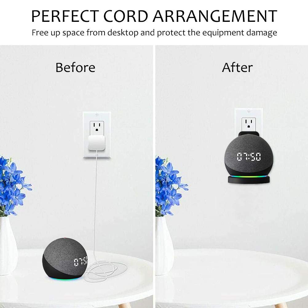 ZORBES® Wall Mount for Alexa Echo Dot 4th Generation, Space-Saving Solution Wall Holder with Cord Management for Your Smart Home Speakers, Alexa Echo Dot Accessories (Holder Only, Black)