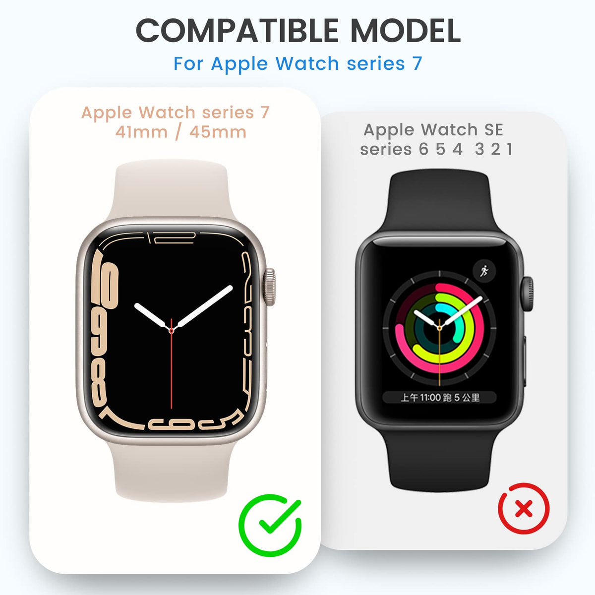 ZORBES® Waterproof Cover Case Compatible with Apple Watch Series7, Protective Hard PC Cover Case (41mm Black)