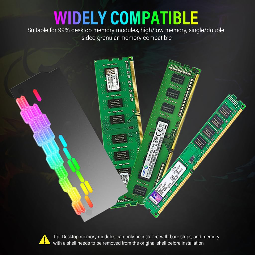 Verilux RAM Cooler for DDR3 and DDR4 with 10 LED ARGB Lighting | Aluminium Alloy Heatsink