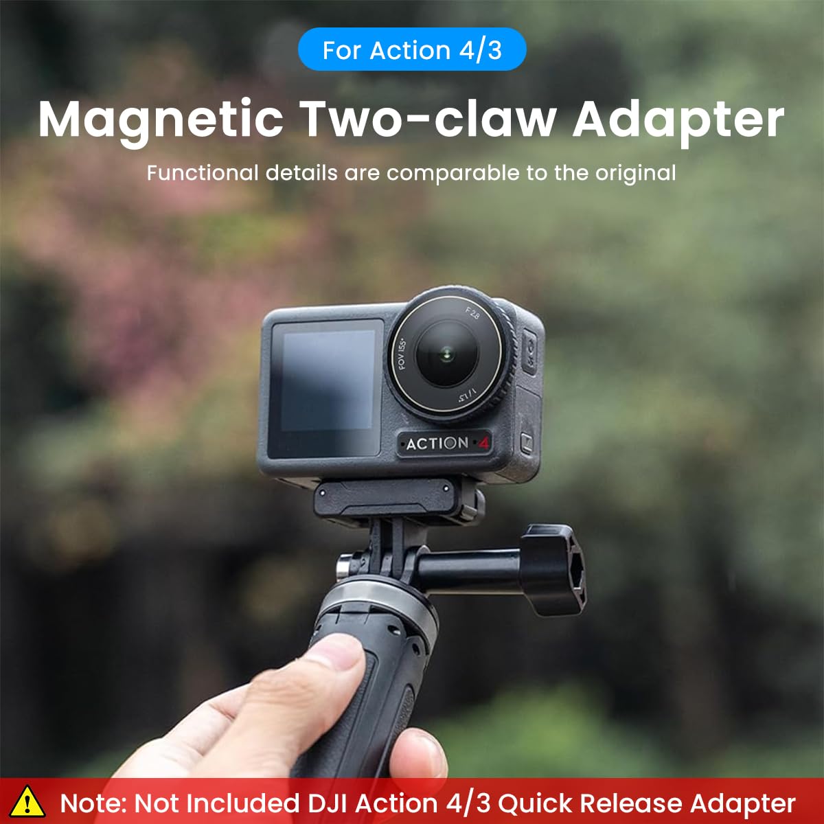 Verilux Magnet Adapter Mount for DJI Action 4 or 3 with Secure Claws | Outdoor Vlogging Tripod Connection