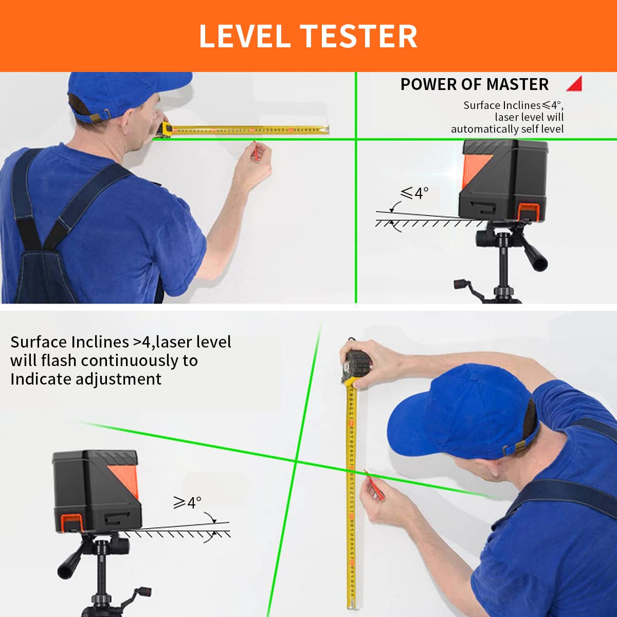 Verilux® Laser Level, 50ft Cross Line Portable Laser Level Machine with Self Leveling, Leser Leval Mesuring Product for Construction, Laser Level Machine 2*AAA Battery Powered(Not included)