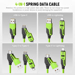 Verilux 4 in1 C Type Charger Cable for Travel with PD 60W Fast Charging and Spring Design