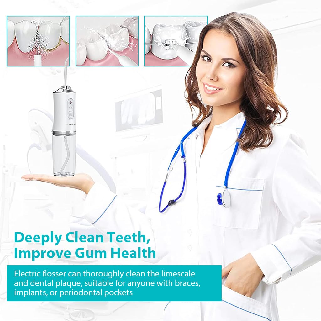 Verilux Cordless Flosser for Teeth Cleaning with 220ml Tank and 360° Rotatable Nozzle | 3 Modes