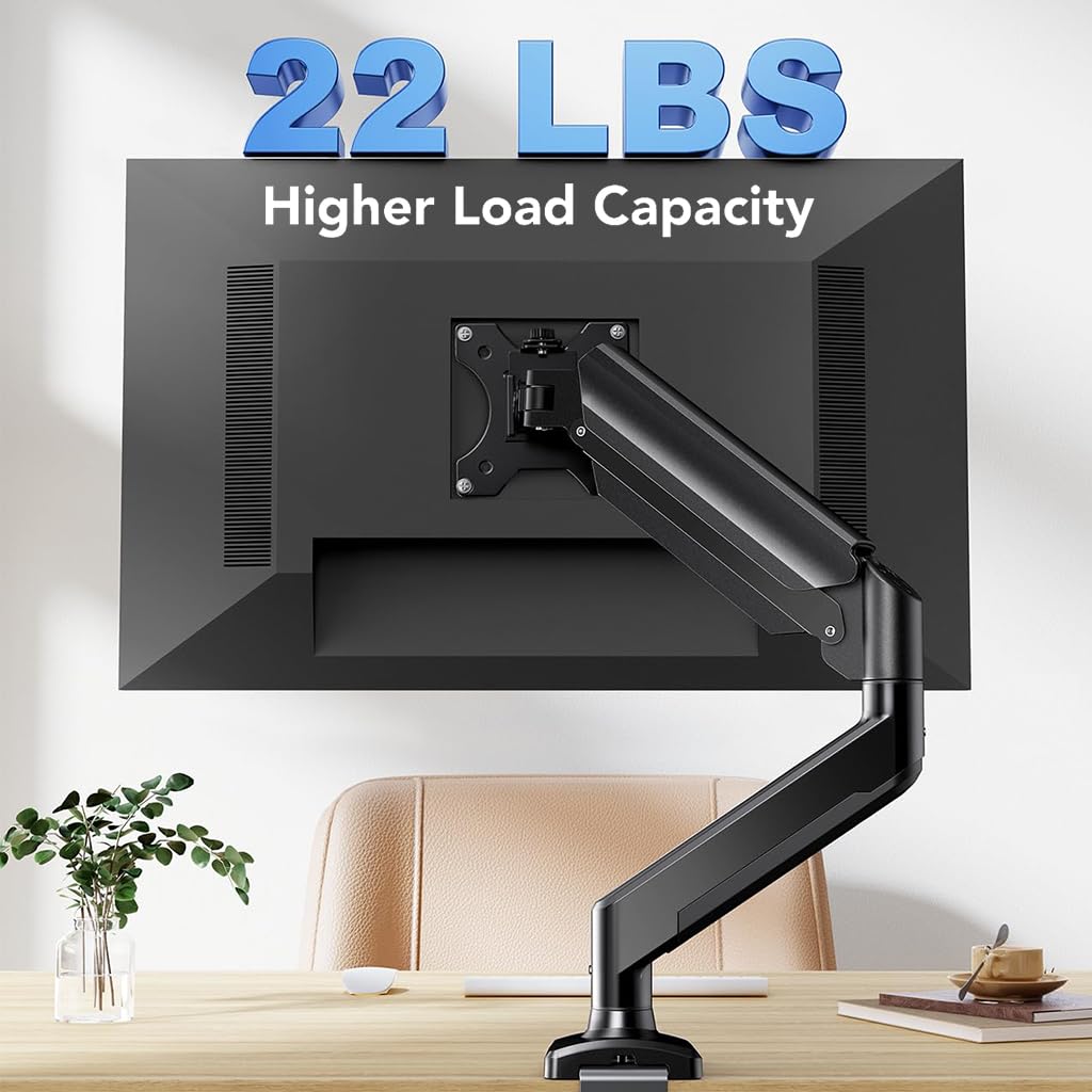 Verilux® Desk Monitor MountAluminum Alloy Monitor Arm Desk Mount with Flexible Arm 360° Rotatable Monitor Screen Mount Screw-Mount Single Monitor Mount for 1332 Screens up to 22 lbs