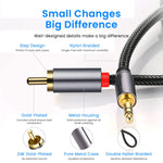 ZORBES® RCA to 3.5mm, 3.5mm to RCA Cable 2-Male RCA to AUX Cable Braided 1/8 to RCA Stereo Cable RCA Cable (4ft/1.2m)(Grey)