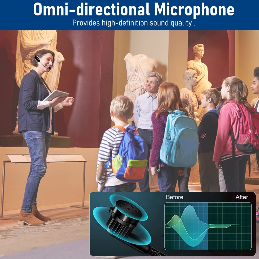 ZORBES® Dual UHF Wireless Microphone - 2 in 1 Headset and Handheld, Rechargeable, 165ft Range - Ideal for Stage Speaker, Teaching, Guiding and Fitness Classes.