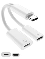 Verilux® Type C to Dual USB C Adapter,Audio and Charging Splitter with 2 Ports,Compatible with iPhone 15 Series and USB Devices for Simultaneous Music Fast Charging