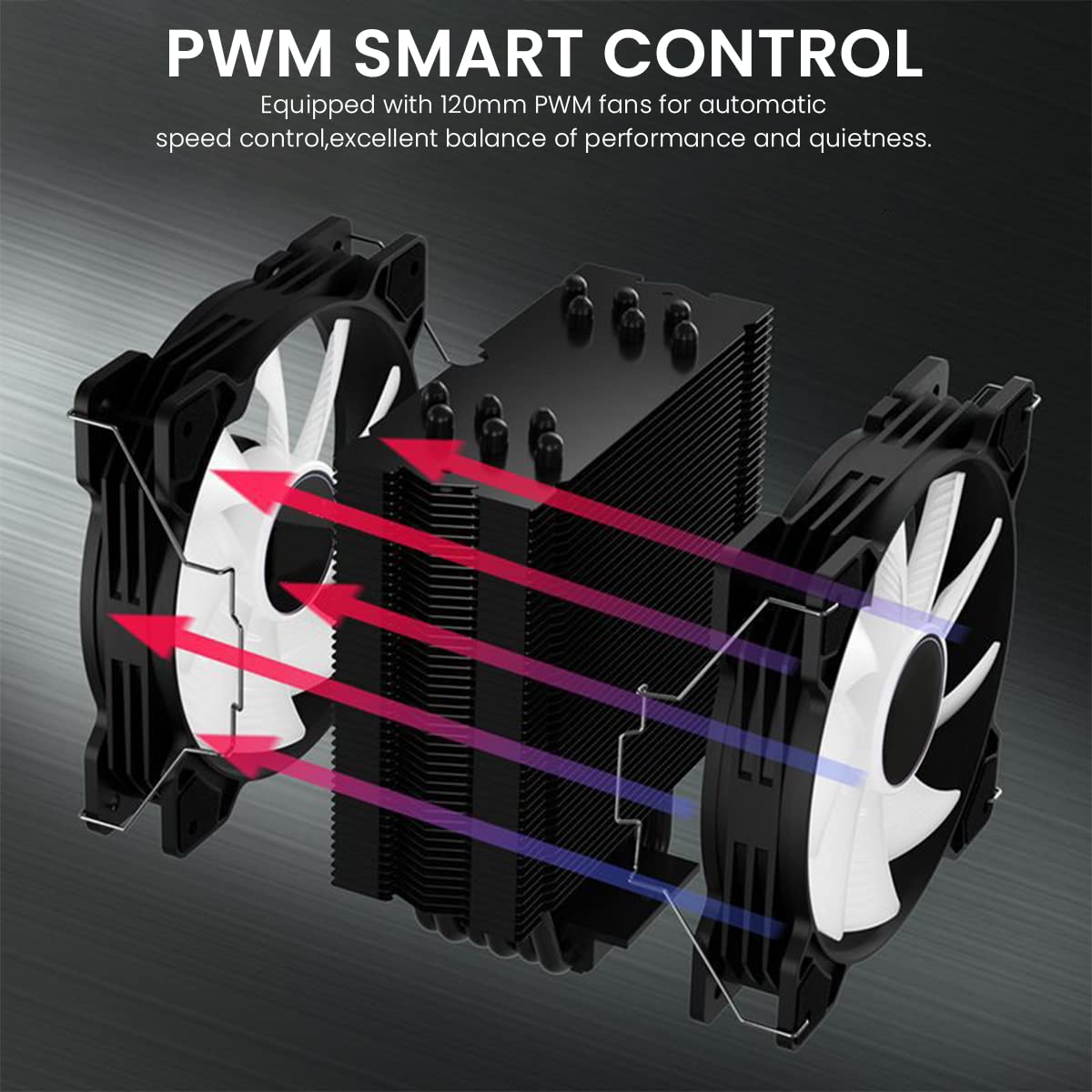 Verilux ARGB CPU Air Cooler with Dual 120mm PWM Fans and 6 Copper Heat Pipes | Intel & AMD