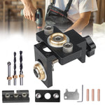 Serplex® 3 in 1 Dowel Jig Drill Kit, Woodworking Dowel Drilling Guide Set with 8/10/15mm Hole Dowel Pins, Adjustable Pocket Hole Jig Kit with Positioning Clip Adjustable Drill Guide Puncher Locator