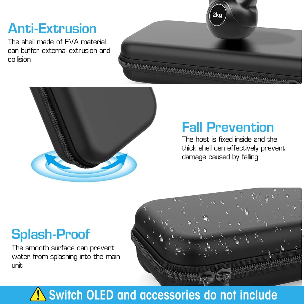 Verilux® Carrying Case for Switch Gamepad, Organizer Bag for Switch/Switch OLED with 8 Games Cartridges Slot 6 Button Cap Screen Protector, Anti-Scratch EVA Storage Bag for Switch