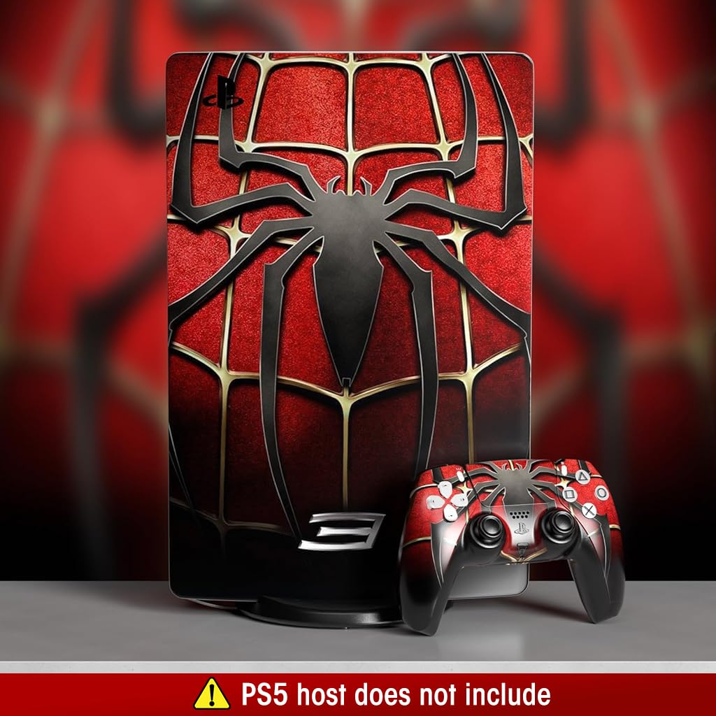 ZORBES® Skin Cover Sticker for PS5 Disc Edition Game Console and Controller Spiderman Themed Skin Cover Vinyl Sticker Creative Anti-Scratch Sticker for PS5 Disc Edition Game Console and Controller