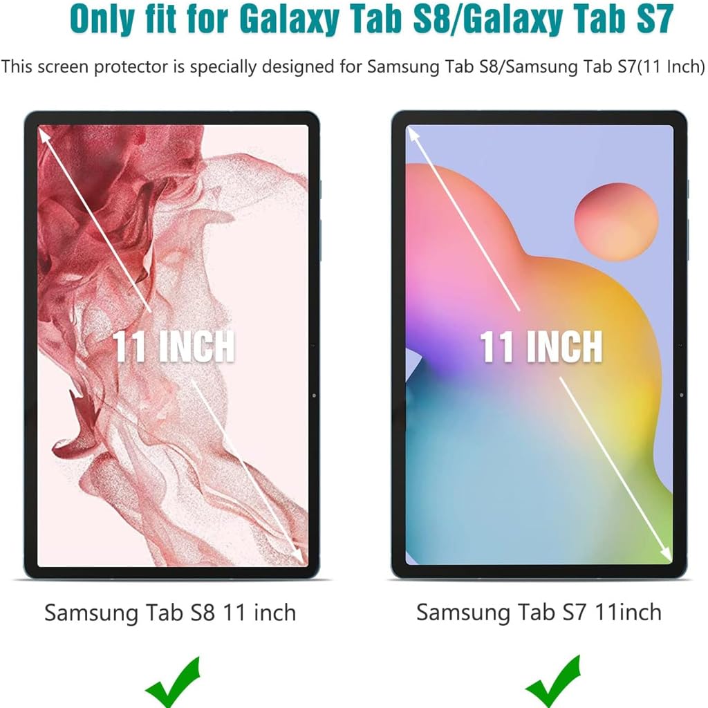 ZORBES® 2 Pack Tempered Glass Screen Protector for Samsung Galaxy Tab S7 2020/Galaxy Tab S8 2022/Galaxy Tab S9, Tempered Glass Screen Guard HD Anti-glare 9H Hardness Tempered Glass Film, 11 Inch