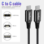 Verilux Type C to Type C Cable for Fast Charging with 5m Length and Nylon Braided Design