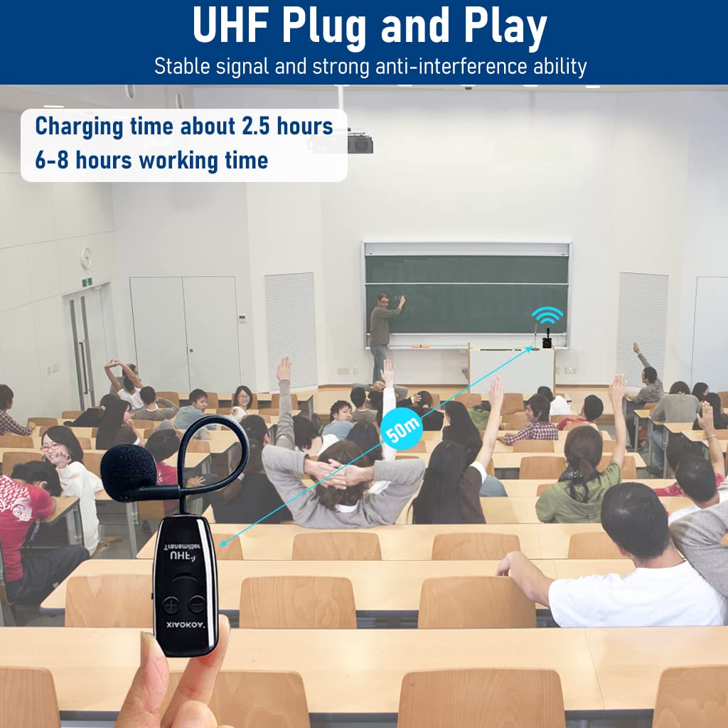 ZORBES® Dual UHF Wireless Microphone - 2 in 1 Headset and Handheld, Rechargeable, 165ft Range - Ideal for Stage Speaker, Teaching, Guiding and Fitness Classes.