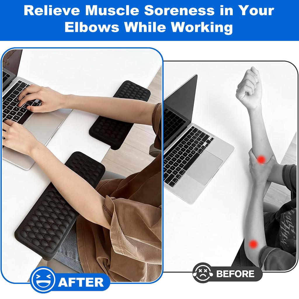 ZORBES® Arm Rest for Desk, L-Shaped Memory Foam Elbow Pads with Non-Slip Base