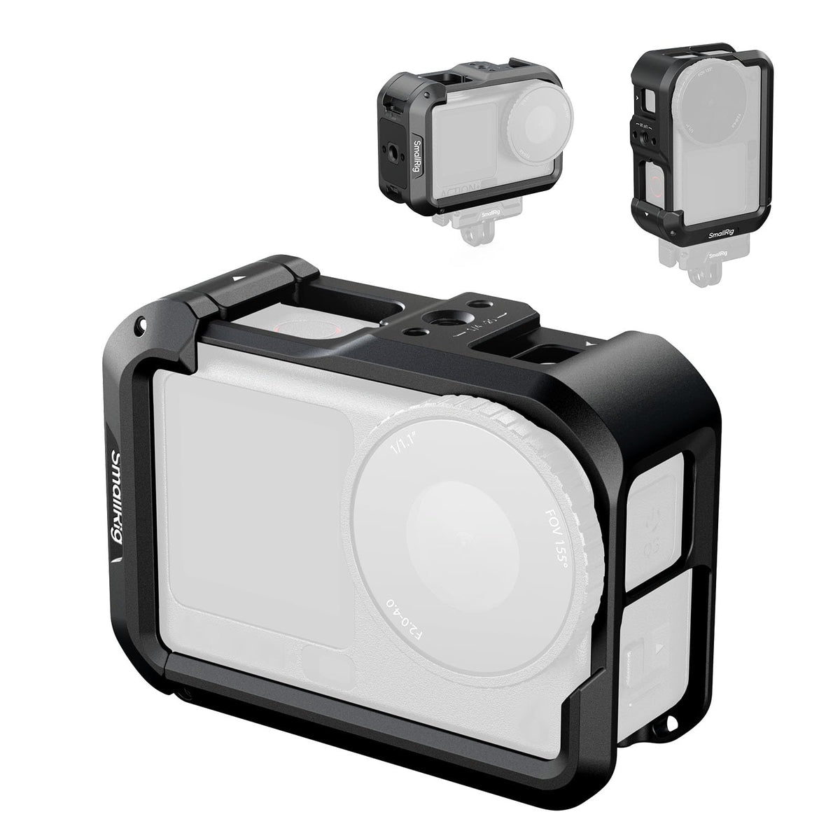 ZORBES® Aluminum Alloy Camera Cage for Action 6, Protective Metal Frame with 1/4" Mount and Cold Shoe, Quick Switch Horizontal Vertical Case, Action Camera Accessories