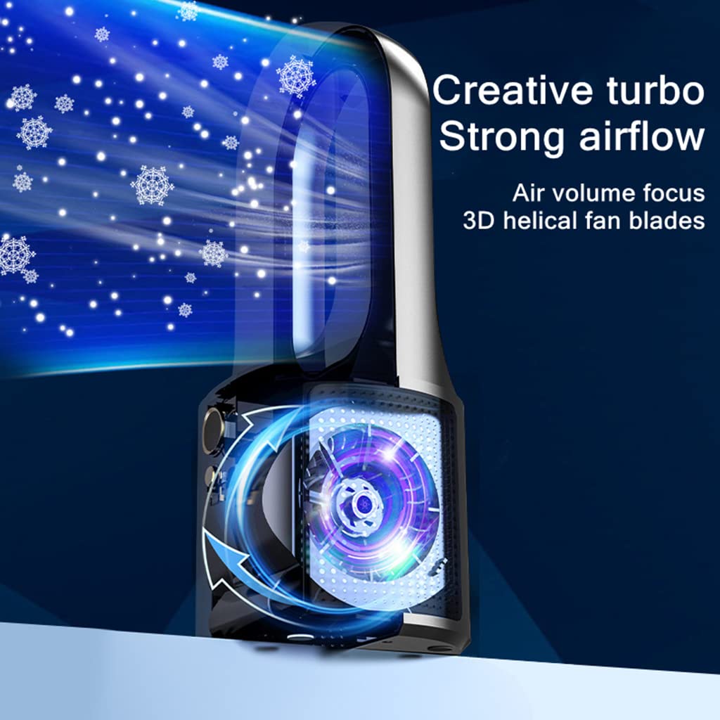 ZORBES® Desk Fan, 6 Speed modes Rechargeable Bladeless Fan with LED Power Display, Stylish 13 Inch Table Fan, USB Portable Fans for Home Office Bedroom, Black